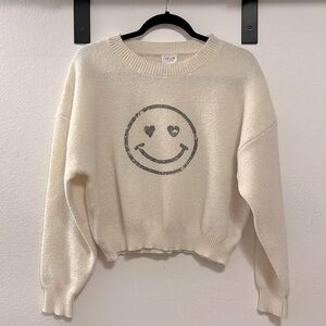(L) Lelis Cream HAPPY Sweater